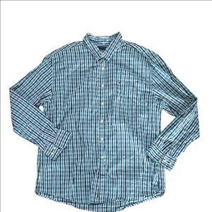 Tommy Hilfiger Turquoise and Navy Plaid Shirt